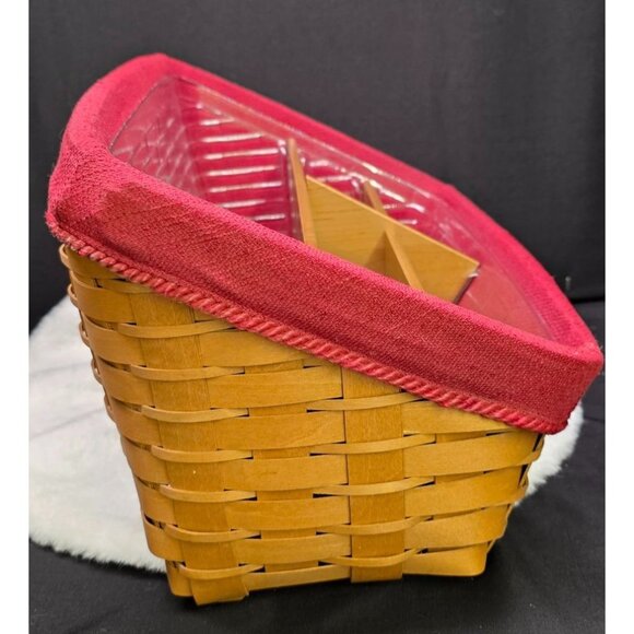 Longaberger Signed 2008 Large Desktop Basket Combo Dividers Red Liner & Protecto - Picture 4 of 12